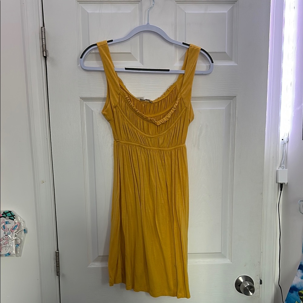 Delia’s Mustard Yellow Ruched Empire Waist Dress – Size Small
